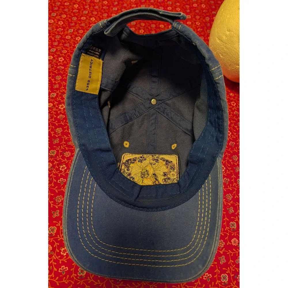 4350 District Bee Kind Blue Cotton Baseball Cap Floral Patch Adjustable Hat Boho